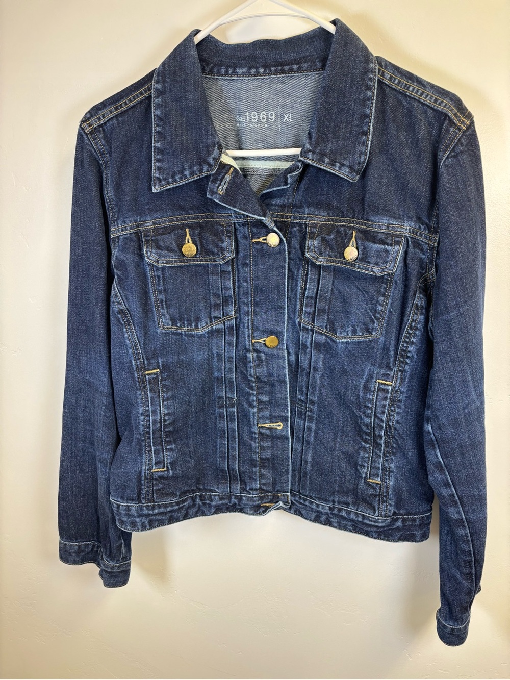 GAP 1969 JEANS DENIM JACKET
WOMEN XL  DENIM BLUE  COTTON RETRO PUNK GRUNGE